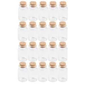 20 Pcs Glass Bottle Mini Storage Bottles Transparent Wishing with Cork Jar - Picture 1 of 12