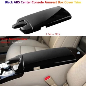 Black For Mercedes Benz S W221 Car Center Console Armrest Box Cover Trims - Picture 1 of 13