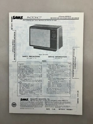 JCPenney 685-2042 2094 сервисное руководство Sams Photofact бесплатная доставка - Изображение 1 из 4