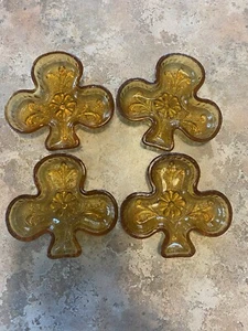 VINTAGE 4-PC AMBER INDIANA TIARA CLUB- SHAPED SANDWICH GLASS NUT/CANDY DISHES - Picture 1 of 4