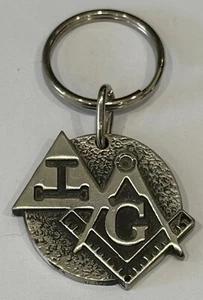 Masonic Square and Compass with Triple Tau Pewter Keyring *SALE PRICE* - Picture 1 of 2