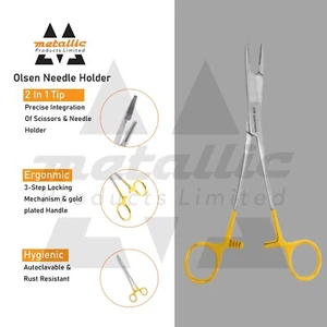 Olsen-Hegar Needle Holder with TC Inserts and Scissors – Surgical Suture Tool UK - Picture 1 of 6
