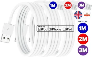 USB Cable For iPhone 7 8 6 5 X 11 12 13 Long Charger Charging Data Lead 1m 2m 3m - Picture 1 of 4