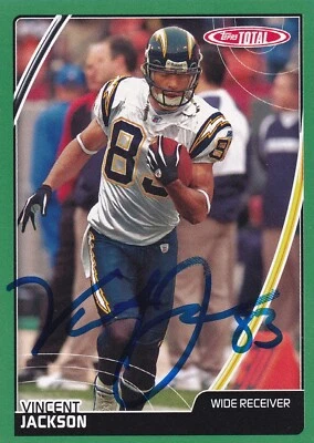 Vincent Jackson Signed 2007 Topps Total Chargers Card #332 BAS COA Buccaneers WR - Изображение 1 из 4