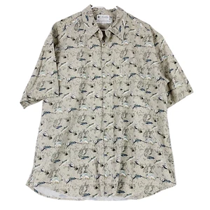 Vintage Columbia Fishing Pole Fly Camp Short Sleeve Button Up Shirt Size Mens XL - Picture 1 of 7
