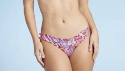 Shade & Shore Bikini Bottoms Orange Paisley Floral - Sz Small - Image 1 of 4