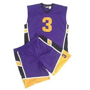 Pantaloncini da basket vintage Athletic Works da uomo maglia viola giallo set taglia L/XL - Foto 1 di 10