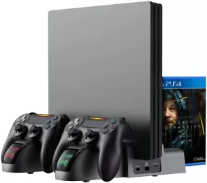 PS4/Pro/Slim Controller Charging Dock Station with Cooler Vertical Stand+Storage - Picture 1 of 6