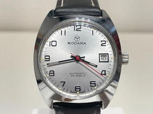 VINTAGE RARE BEAUTIFUL CLASSIC CHROMED MEN'S SWISS AUTOMATIC WATCH "RODANIA"25J. - Picture 1 of 10