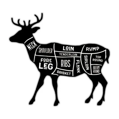 Adesivo de corte de carne veado jogo de veado decoração de parede restaurante bife diagrama decalque - Imagem 1 de 4