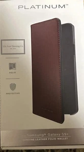 Platinum Genuine Leather Folio Wallet Case for Samsung Galaxy S9+ Plus Bourbon - Picture 1 of 3