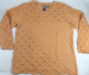 Anthony Originals Sweater Womens Plus Size 1X Chunky Cable Knit Eyelet Orange - Picture 1 of 5