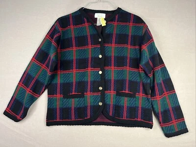 Suéter Vintage Tally Ho Mujer Grande Cárdigan a Cuadros Con Botones Años 90 Vacaciones Nuevo con Etiquetas Foto 1 de 4