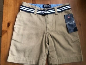 NWT-CHAPS KHAKI CHINO SHORTS~TAN/BEIGE, BELTED, ADJ WAIST~BOYS SZiZE 4/4T - Picture 1 of 8