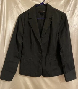 New York & Company Womens Jacket Gray Three Button Stretch Blazer 10 - Picture 1 of 4