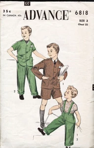 Advance 6818 ©1954; Boys Lined Jacket, Trousers, Shorts, Shirt 3, FF - Picture 1 of 2