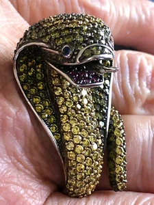Sterling silver 925 COBRA SNAKE ring size 8 with Crystals - Picture 1 of 9