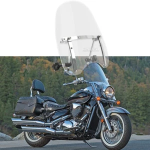1-7/8" Handlebar Clear Motorcycle Windshield 18" x 16" For Suzuki Boulevard C50T - Foto 1 di 14
