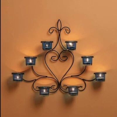 Scrolled Iron Tealight Wall Sconce  by Hosley. Pack Of 2. - Image 1 of 4