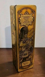 Dewar's White Label Highlander Scotch Whiskey Empty Gold Collectible Tin - Picture 1 of 5