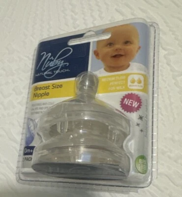  ¡Nuevo paquete de 2 pezones Nuby Natural Touch talla pecho!  Pezón de flujo medio  Foto 1 de 3