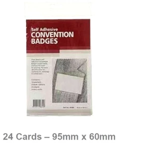 24 MARBIG 91005 Self Adhesive Clear Convention Name Badges & Blank Inserts B336 - Picture 1 of 1