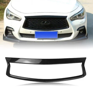 For 2018-2024 21 Infiniti Q50 Carbon Fiber Black Front Grille Trim Overlay Cover - Picture 1 of 12