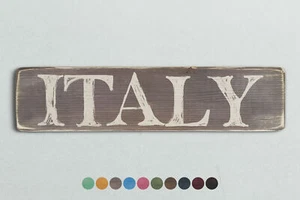 Holzschild ITALIEN Vintage Stil. Shabby Chic Retro Wohngeschenk - Bild 1 von 3