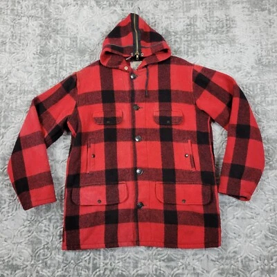 Vintage Johnson Woolen Mills Jacket Men 42 Red Buffalo Plaid Hunting Pockets - Image 1 of 4