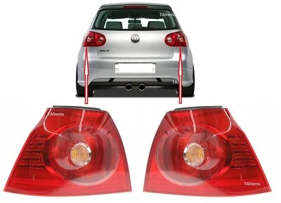 PAIR LEFT+RIGHT REAR TAIL LIGHT LAMPS FOR VW GOLF MK5 2003-2009 - Image 1 of 4