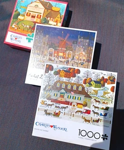 3x Buffalo Charles Wysocki 1000 Piece Puzzle Lot: Suger, Beaver, Le Moulin - Picture 1 of 6