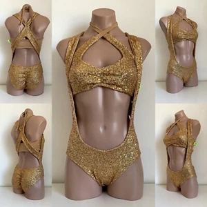 Schminke 🤩  RockStar sequin set polewear poledance body-suit leotard bottoms - Imagen 1 de 20