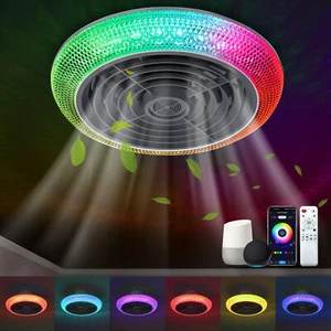 Smart Wifi Ceiling Fan with Light Alexa & App & Remote Control Flush Mount Fan - Picture 1 of 13