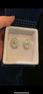 Große neue Moissanit G Farbe, VVS ovale Ohrstecker 9kt Weißgold Diamant Sub - Bild 1 von 7