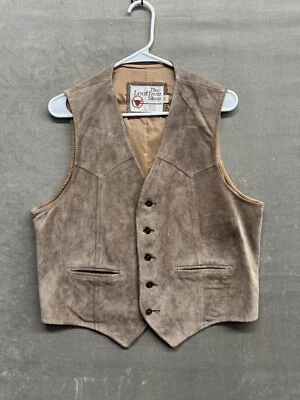 Vintage Sears The Leather Shop Mens Sz 42 Brown Suede Vest Yellowstone Western - Image 1 of 4