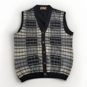 Super Lambs Wool Bonanza Jewel Vest Size 42 Buttons Vintage Tartan EUC Clean - Picture 1 of 6