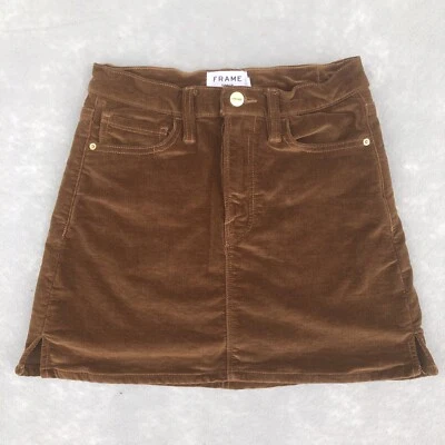 FRAME Le Mini Skirt 25 Warm Tan LMSK353 Fine Wale Corduroy - Image 1 of 4