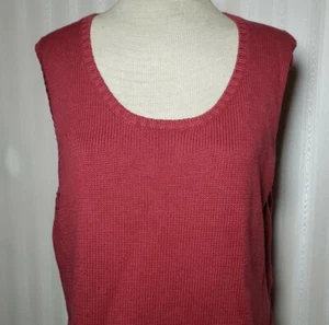 Lands End Womens Sz L 14-16 Rusty Red Ribbed Cotton Pullover Vest Scoop Neck New - Picture 1 of 7