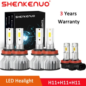 H11+H11+H11 Combo LED Headlight High Low Beam Light + Fog Light Bulbs Kit 36W - Picture 1 of 12