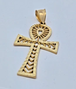 10K Gelbgold* Diamantschliff Ank Kreuz Anhänger/Charm - Bild 1 von 7