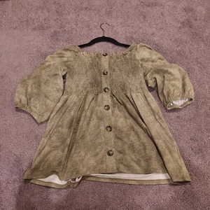 Speechless Green Kids Button-Up Blouse – Flared Bottom - Picture 1 of 4