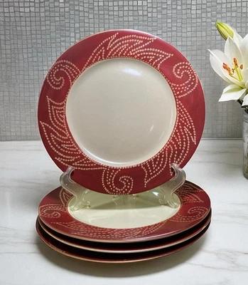 "Platos de cena Pier 1 Imports Matira - Juego de 4 - 10,5"" gres rojo crema" Foto 1 de 4