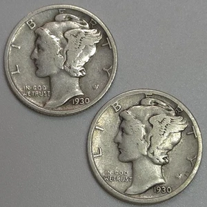 1930-P 1930-S Mercury Dime Set (Lot#1) - Picture 1 of 2