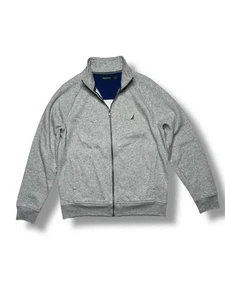Nautica Full Zip Sweatshirt Grey Size Small Mens Logo Jacket Casual Warm Cotton - Picture 1 of 13