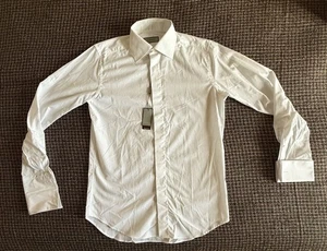 Canali Dress Shirt White French Cuff Cotton size 15 / 38 Made in Italy - Picture 1 of 20