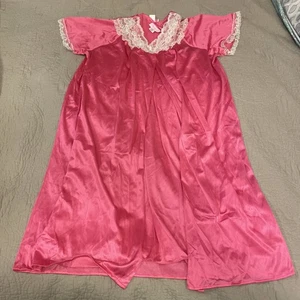 Vintage Heather Collection Peignoir Nightgown Robe Pink 2 Piece Set Lace Large - Picture 1 of 5
