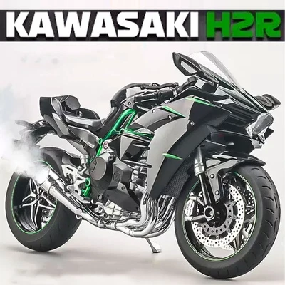 1:6 Kawasaki Ninja H2R Alloy Motorcycle Model w/ Key Start Smoke & Sound Effects - Image 1 of 4