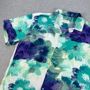 Jams World 50th Anniversary Shirt Mens M Green Purple Floral 100% Rayon Hawaiian - Picture 1 of 14