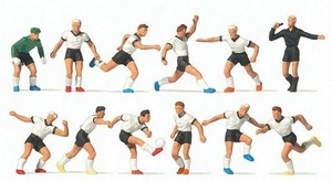 Preiser 10758 HO Scale Soccer Team with Referee White Shirts, Black Shorts (12) - Picture 1 of 1