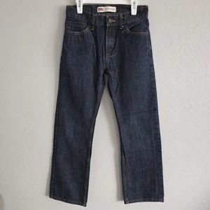 Levis Boys 505 Regular Dark Blue Denim Jeans Straight Leg Pants Size 14 Slim - Picture 1 of 11